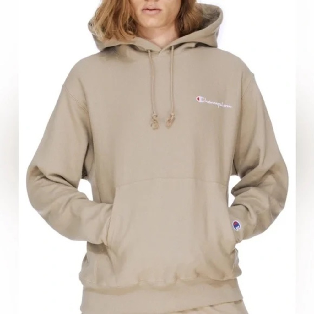 Champion Reverse Weave Hoodie Sweatshirt Beige